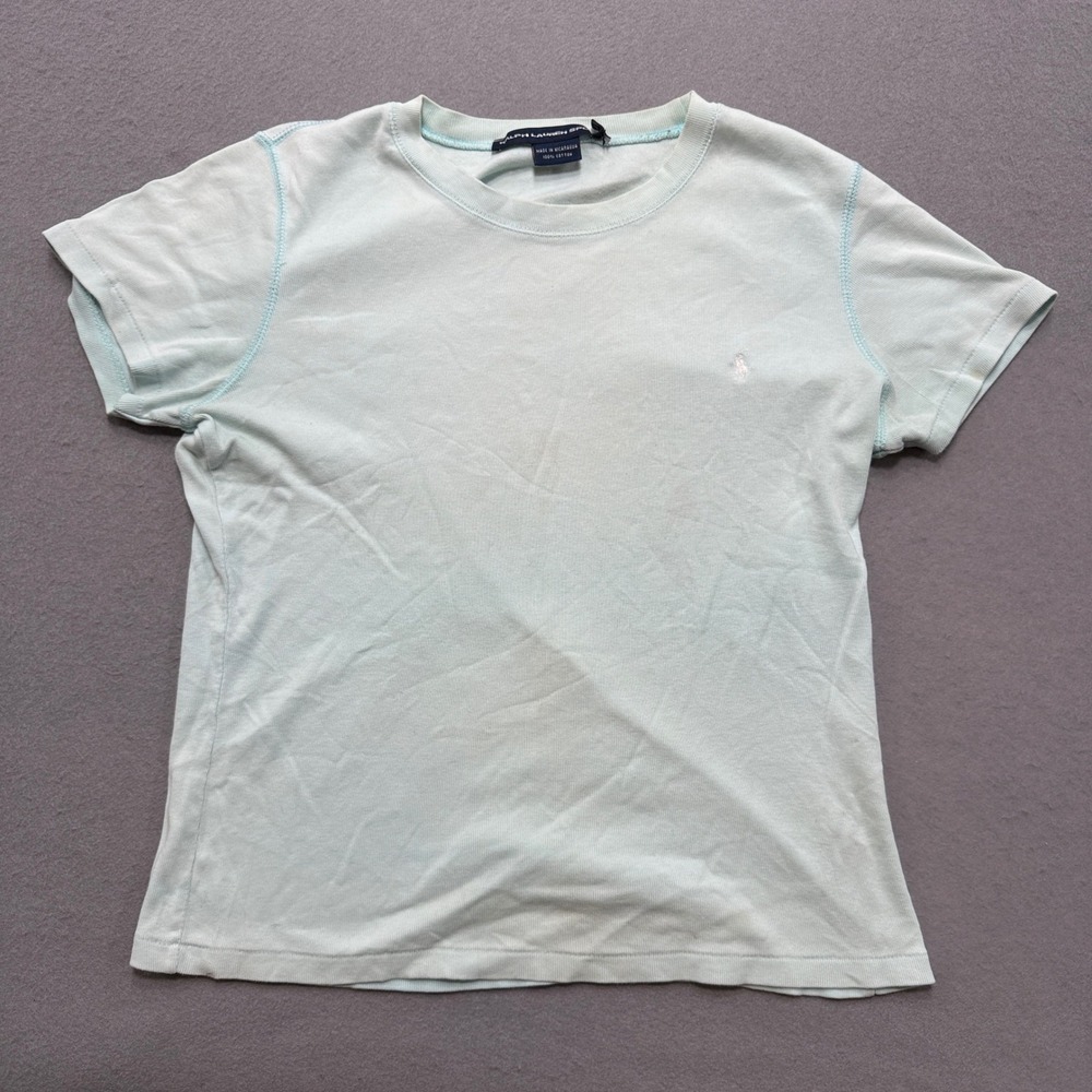 Ralph Lauren Sport T-Shirt Women's Large Mint Green Cotton Short Sleeve Athletic